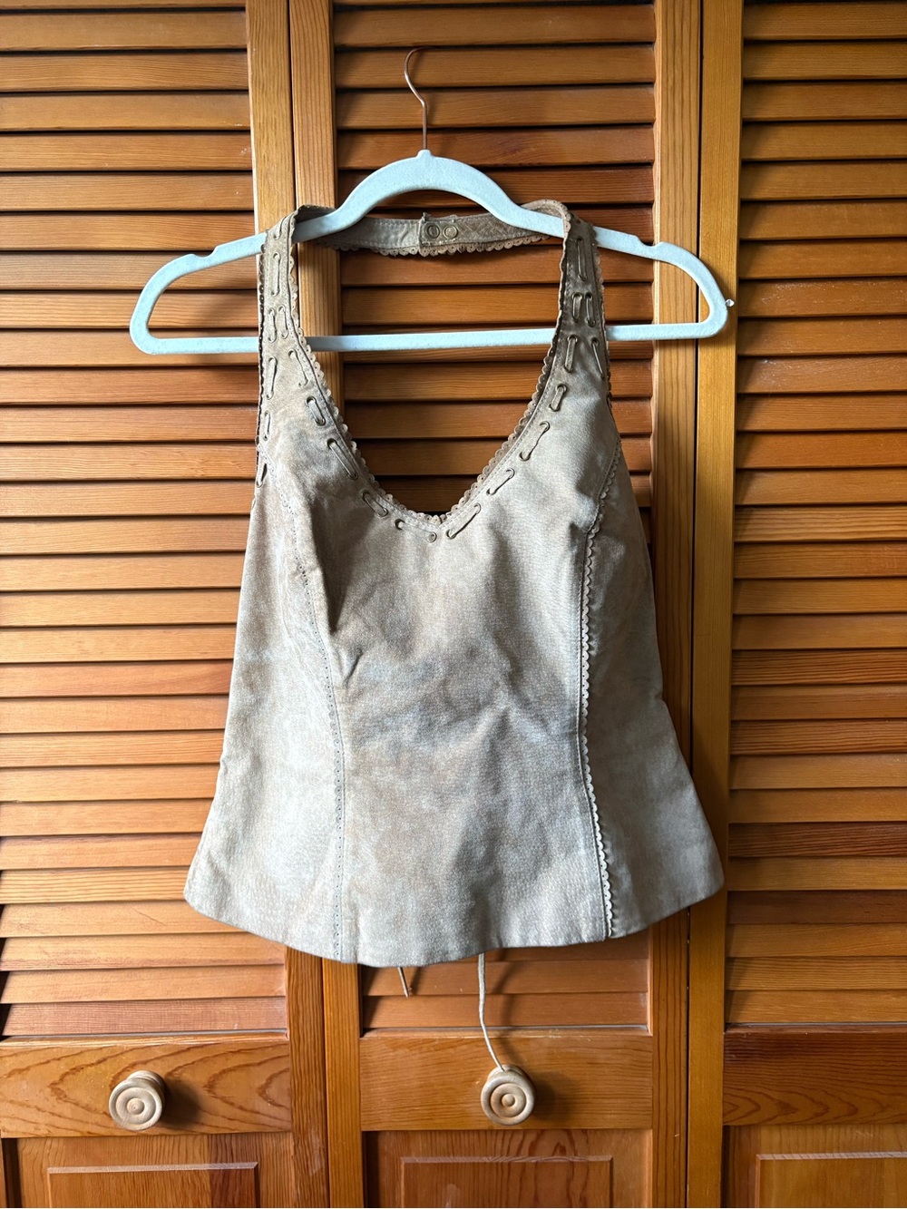 CACHÉ Vintage Suede Halter Top
